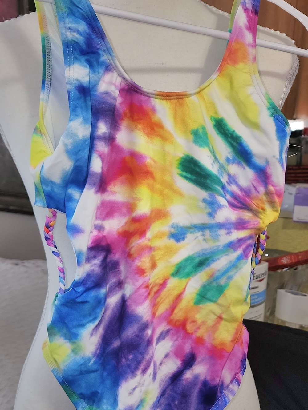 Hobie Kids One-Piece Swimsuit - Rainbow Tie-Dye Sz 8 NIB